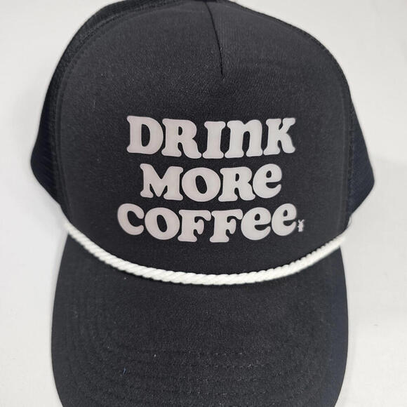 Dutch Bros Drink More Coffee Snapback Hat New Black & White White Rope - Picture 5 of 5